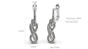 Braid Style Earrings Encrusted with Round Black Diamonds | Knots Twist I