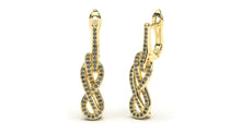 Load image into Gallery viewer, Braid Style Earrings Encrusted with Round Black Diamonds | Knots Twist I
