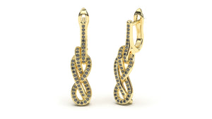 Braid Style Earrings Encrusted with Round Black Diamonds | Knots Twist I