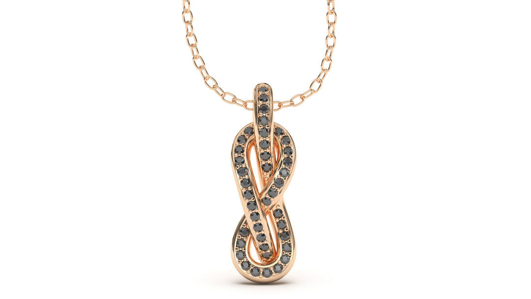 Braid Style Pendant Encrusted with Round Black Diamonds | Knots Twist I