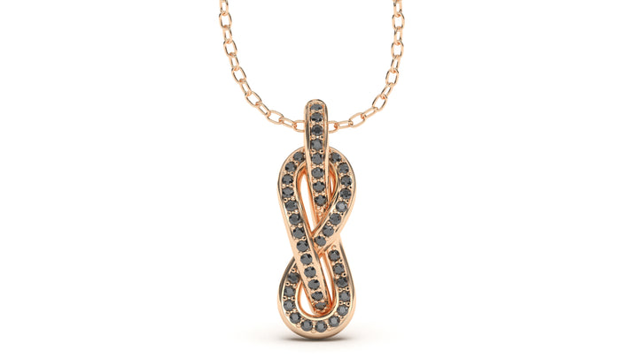 Braid Style Pendant Encrusted with Round Black Diamonds | Knots Twist I