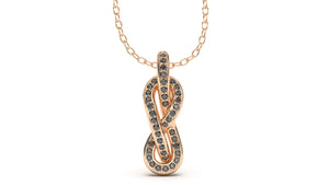 Braid Style Pendant Encrusted with Round Black Diamonds | Knots Twist I