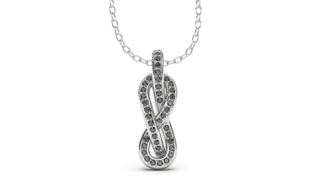 Braid Style Pendant Encrusted with Round Black Diamonds | Knots Twist I