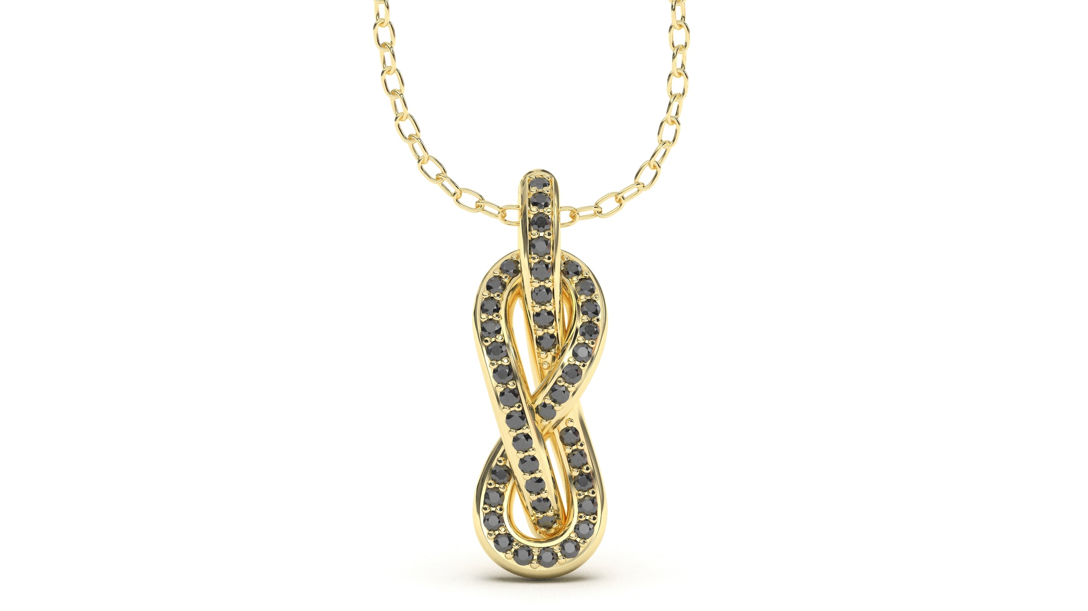 Braid Style Pendant Encrusted with Round Black Diamonds | Knots Twist I