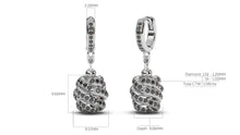 Load image into Gallery viewer, Braid Style Earrings Encrusted with Round Black Diamonds | Knots Twist II
