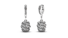 Load image into Gallery viewer, Braid Style Earrings Encrusted with Round Black Diamonds | Knots Twist II
