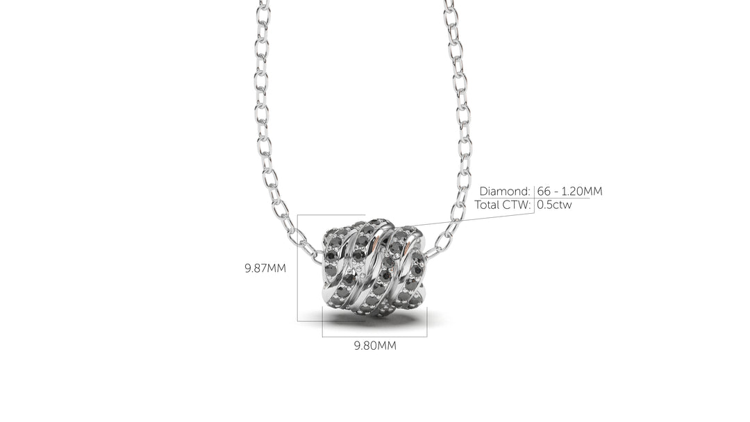 Braid Style Pendant Encrusted with Round Black Diamonds | Knots Twist II