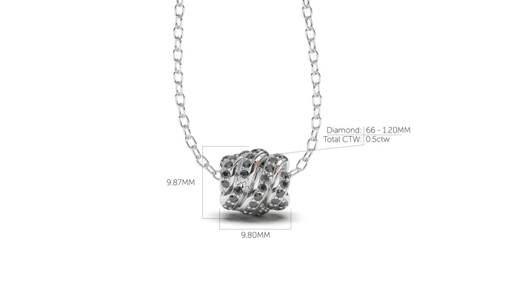 Braid Style Pendant Encrusted with Round Black Diamonds | Knots Twist II