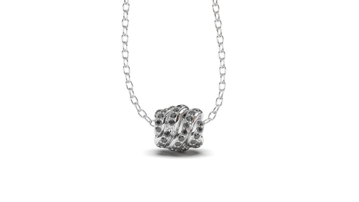 Braid Style Pendant Encrusted with Round Black Diamonds | Knots Twist II