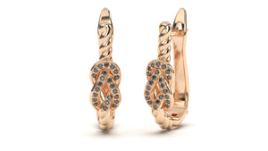 Braid Style Earrings Encrusted with Round Black Diamonds | Knots Twist III