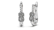 Load image into Gallery viewer, Braid Style Earrings Encrusted with Round Black Diamonds | Knots Twist III
