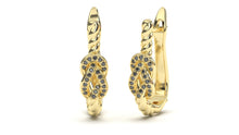 Load image into Gallery viewer, Braid Style Earrings Encrusted with Round Black Diamonds | Knots Twist III

