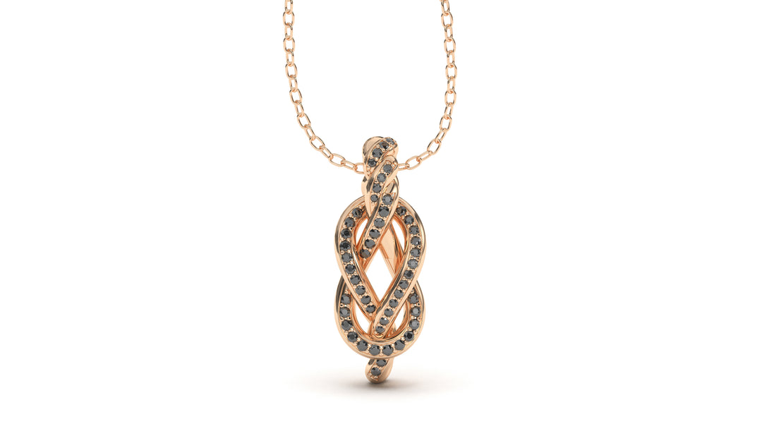 Braid Style Pendant with Round Black Diamonds | Knots Twist III