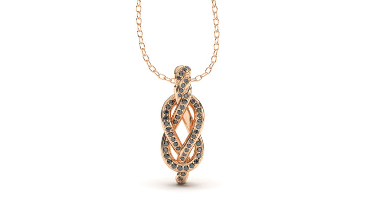 Braid Style Pendant with Round Black Diamonds | Knots Twist III