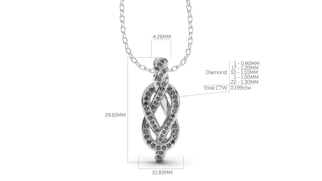 Braid Style Pendant with Round Black Diamonds | Knots Twist III