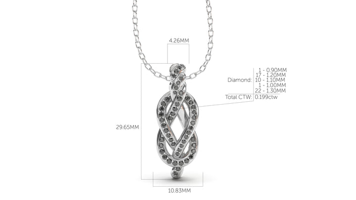 Braid Style Pendant with Round Black Diamonds | Knots Twist III