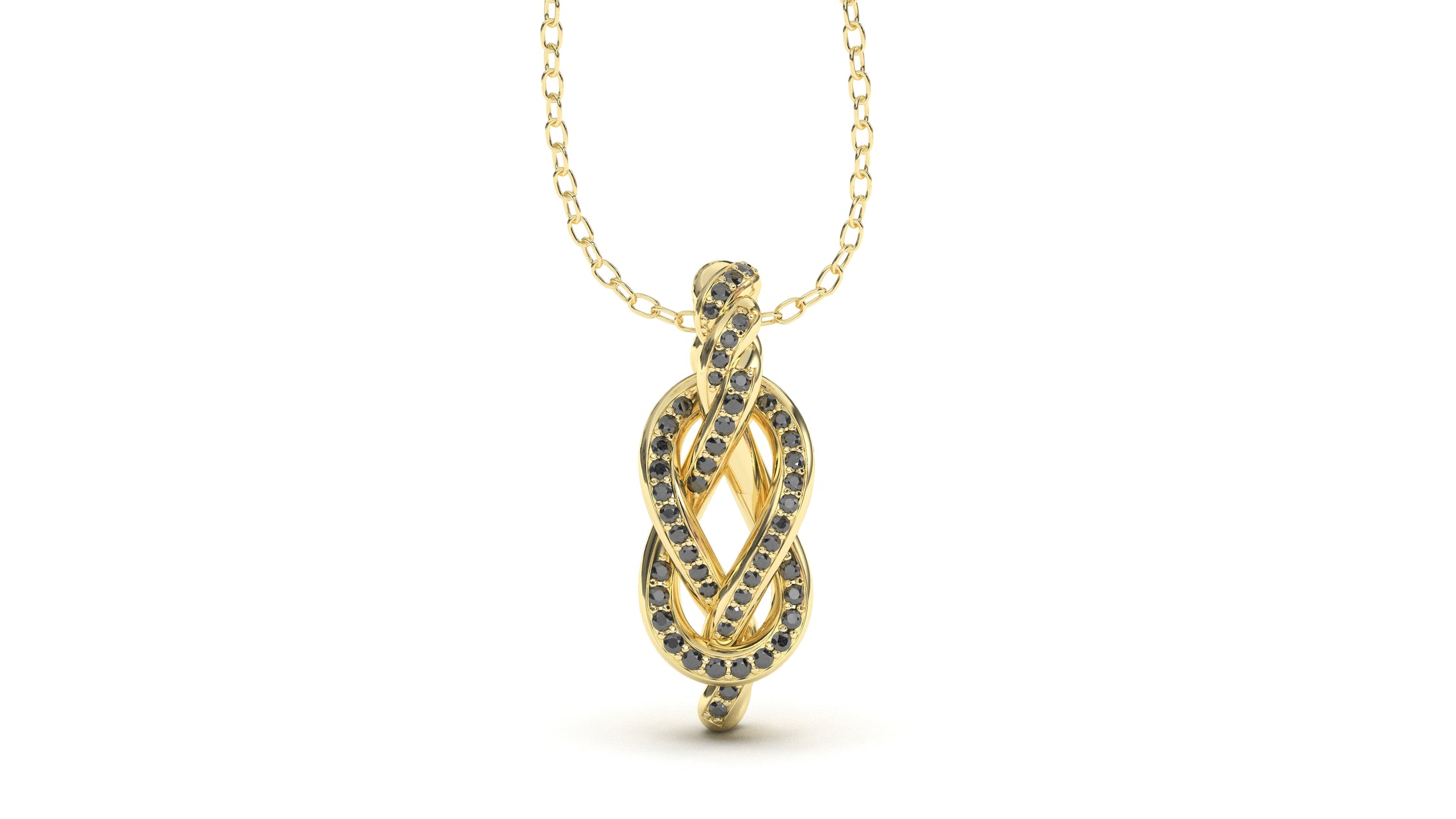 Braid Style Pendant with Round Black Diamonds | Knots Twist III