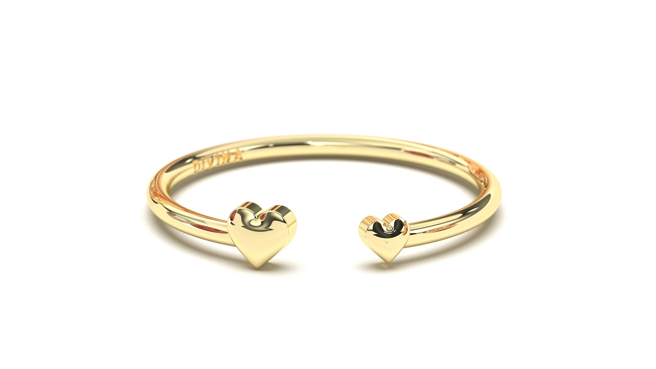 Two Hearts Gold Ring with Smaller and Larger Heart | Mix & Match Solo XIII