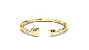 Two Hearts Gold Ring with Smaller and Larger Heart | Mix & Match Solo XIII