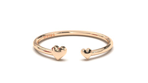 Two Hearts Gold Ring with Smaller and Larger Heart | Mix & Match Solo XIII