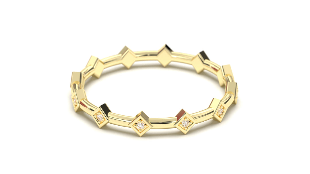 Stackable Rhombus Design Ring with Round Diamonds | Mix & Match Solo XIV