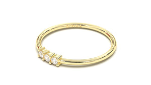 Stackable Gold Ring with Three Diamond Design | Mix & Match Solo XV