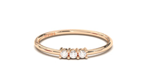 Stackable Gold Ring with Three Diamond Design | Mix & Match Solo XV