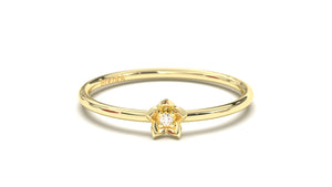 Stackable Ring with Diamond Inside Flower Petals | Mix & Match Solo XVIII