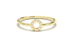 Stackable Ring With Circle Design and Round Diamonds | Mix & Match Solo XIX