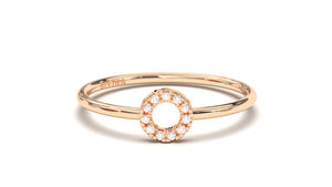 Stackable Ring With Circle Design and Round Diamonds | Mix & Match Solo XIX