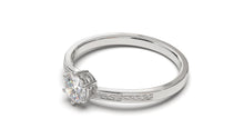 Load image into Gallery viewer, Engagement Ring with a Center Round White Diamond and Round White Diamond Side Stones | Fête Matrimony XII
