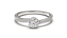 Load image into Gallery viewer, Engagement Ring with a Center Round White Diamond and Round White Diamond Side Stones | Fête Matrimony XII
