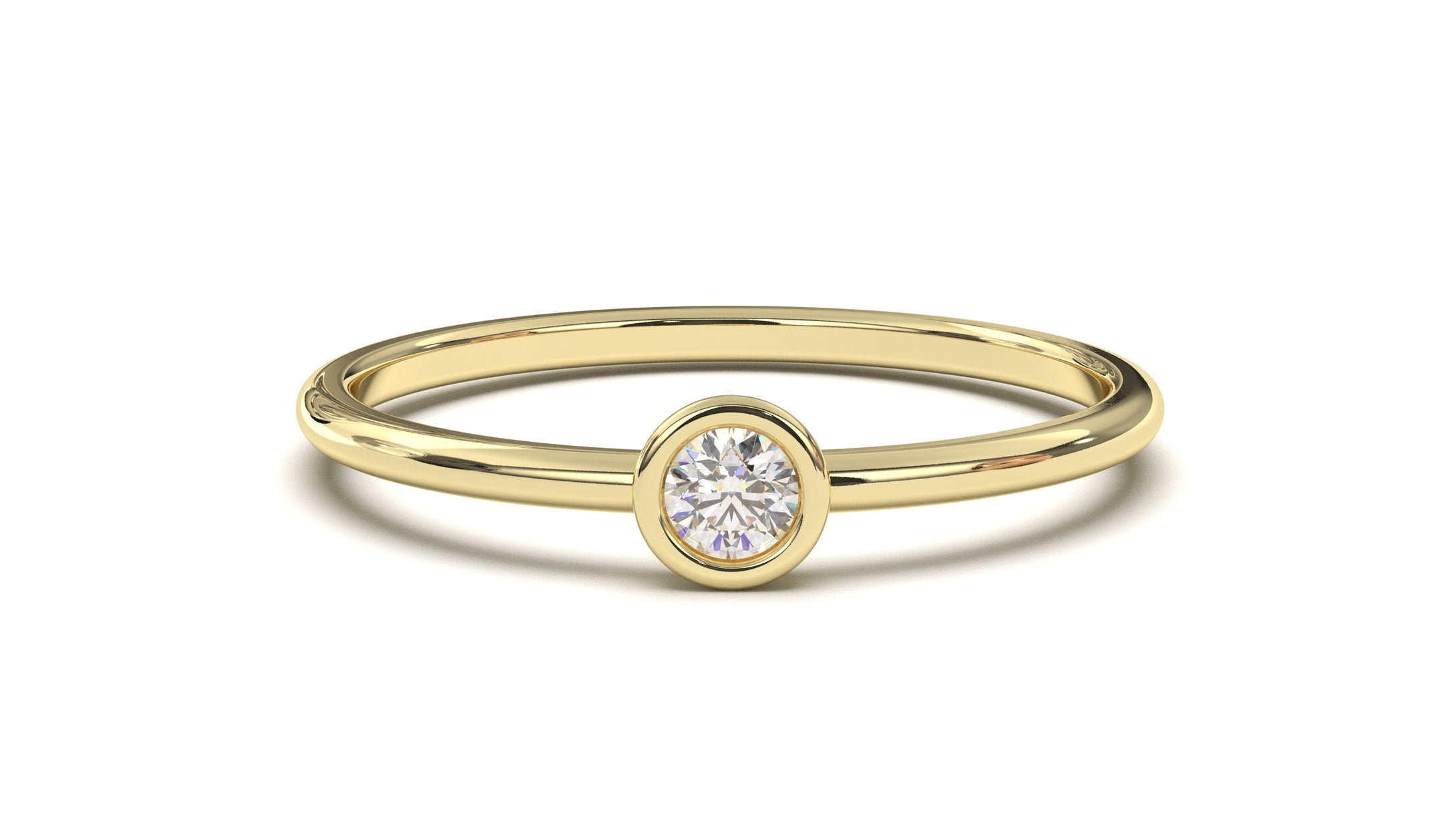 Ring with a Single Solitaire Round White Diamond in Bezel Setting | Fête Matrimony XIV