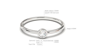 Ring with a Single Solitaire Round White Diamond in Bezel Setting | Fête Matrimony XIV