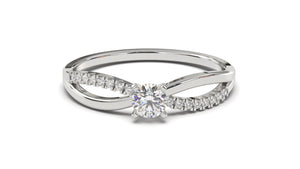 Engagement Ring with a Center Round White Diamond and Round White Side Diamonds | Fête Matrimony XVII