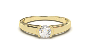 Engagement Ring with a Thick Shank and a Solitaire Round White Diamond | Fête Matrimony XIX