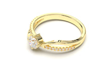 Load image into Gallery viewer, Engagement Ring with a Center Round White Diamond and Round White Diamond Side Stones | Fête Matrimony XXII
