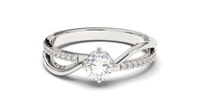 Load image into Gallery viewer, Engagement Ring with a Center Round White Diamond and Round White Diamond Side Stones | Fête Matrimony XXII
