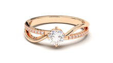 Load image into Gallery viewer, Engagement Ring with a Center Round White Diamond and Round White Diamond Side Stones | Fête Matrimony XXII
