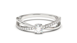 Engagement Ring with a Center Round White Diamond and Round White Side Diamonds | Fête Matrimony XXIII