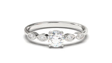Load image into Gallery viewer, Engagement Ring with a Center Round White Diamond and Round White Diamond Side Stones | Fête Matrimony XXV
