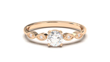 Load image into Gallery viewer, Engagement Ring with a Center Round White Diamond and Round White Diamond Side Stones | Fête Matrimony XXV

