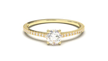 Load image into Gallery viewer, Engagement Ring with a Center Round White Diamond and Round White Diamond Side Stones | Fête Matrimony XXVI
