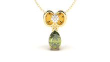 Load image into Gallery viewer, Pendant with Pearshape Green Peridot and Round White Diamond | Bloom Flora XII
