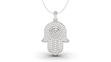 Load image into Gallery viewer, Hamsa Amulet Pendant Covered in White Diamonds | Hamsa I
