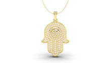 Load image into Gallery viewer, Hamsa Amulet Pendant Covered in White Diamonds | Hamsa I
