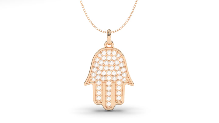 Hand Pendant Amulet with White Diamonds | Hamsa VI