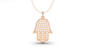 Hand Pendant Amulet with White Diamonds | Hamsa VI