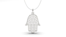 Load image into Gallery viewer, Hand Pendant Amulet with White Diamonds | Hamsa VI
