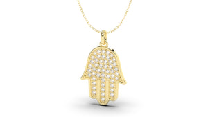 Hand Pendant Amulet with White Diamonds | Hamsa VI